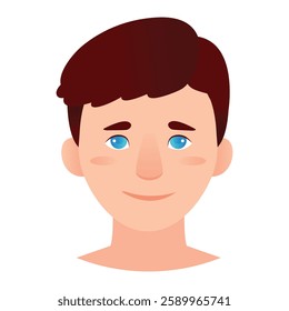 Portrait of a young man with blue eyes. Vector illustration isolated on white background