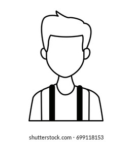 portrait of a young man character on white background