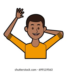 portrait of a young man character on white background