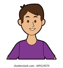 portrait of a young man character on white background