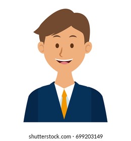 portrait of a young man character on white background