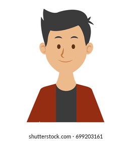 portrait of a young man character on white background