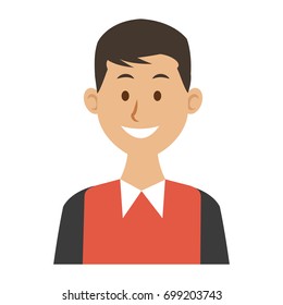 portrait of a young man character on white background