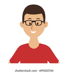 portrait of a young man character on white background