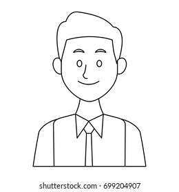 portrait of a young man character on white background