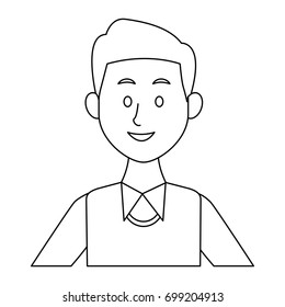 portrait of a young man character on white background