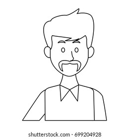 portrait of a young man character on white background