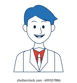 portrait of a young man character on white background