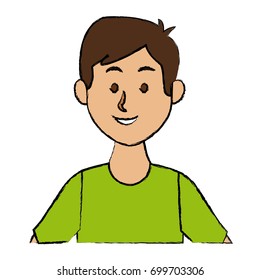 portrait of a young man character on white background