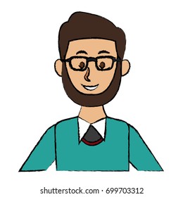 portrait of a young man character on white background