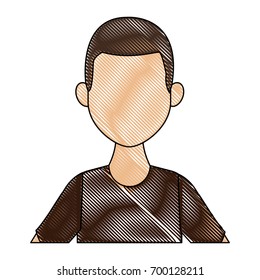 portrait of a young man character on white background