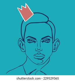 Portrait of young man with a crown