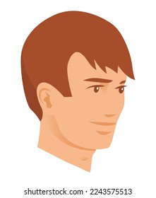 Retrato de un joven. Cabeza humana. Ilustración vectorial plana aislada en fondo blanco