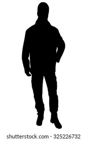 Portrait of young man with leather jacket against white background