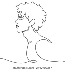 Portrait of young man with one continuous line. Attractive guy drawing in the style of minimalism. Solid line drawn art vector.