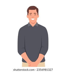 Portrait of a young man smiling. Flat vector illustration isolated on white background