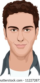 Portrait of young man. Vector illustration.