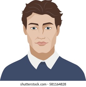 Portrait of a young man. Vector illustration.