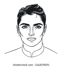Portrait of young middle eastern man. Vector hand drawn illustration on white background