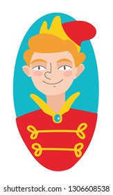 Portrait of young russian man in slavic clothes. Fairytale. Ivan Tsarevich