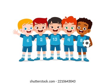 portrait of young soccer team feel happy together