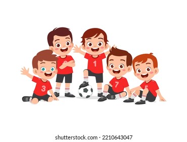 portrait of young soccer team feel happy together