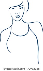 portrait of young sports woman in contour