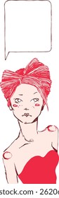 Portrait of young woman Cartoon character Vector Illustration 