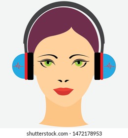 Portrait of a young woman with headphones