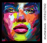 Portrait of a young  woman in knife acrylic painting style - vector illustration (Ideal for printing on fabric or paper, poster or wallpaper, house decoration) The portrait is totally fictitious