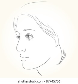 portrait of young woman on old paper