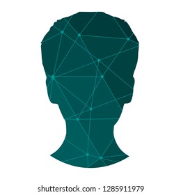 Portrait of a young woman. Polygonal mosaic silhouette of the human face