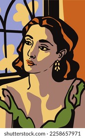 Portrait of a young woman in the style of pop art. wall art print poster