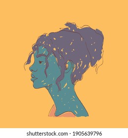 Portrait of a young woman. Vector flat illustration.