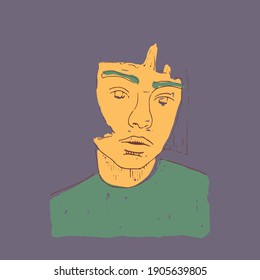 Portrait of a young woman. Vector flat illustration.
