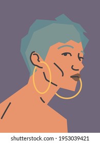 Portrait of a young woman. Vector flat illustration.