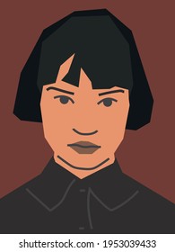 Portrait of a young woman. Vector flat illustration.