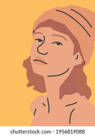 Portrait of a young woman. Vector flat illustration.