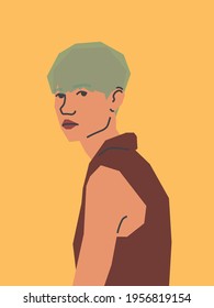 Portrait of a young woman. Vector flat illustration.