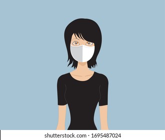 Portrait of young woman wearing face medical  mask 