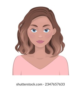 portraits of beautiful woman.  Vector flat illustration. Avatar for a social network. Vector character design. Vector fashion illustration isolated on background. Portrait of people