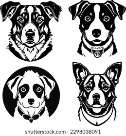 portraits of cute dogs vector logo stencil