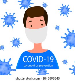 Portraits of masked men and women isolated on a white background. Coronavirus 2019-nCoV outbreak. Pandemic epidemiology concept. Vector flat illustration