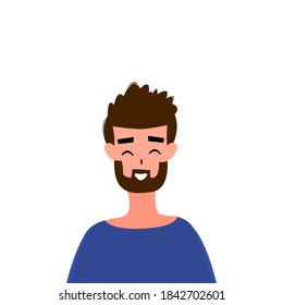 Portraits of men in a simple style isolated on a white background. Cute flat style. Vector illustration.