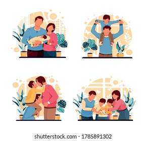 Portraits people of different characters flat design concept