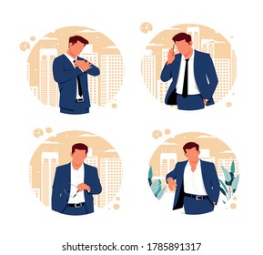 Portraits people of different characters flat design concept