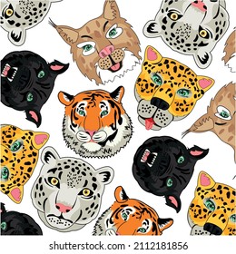 Portraits ravenous animal family cat decorative pattern
