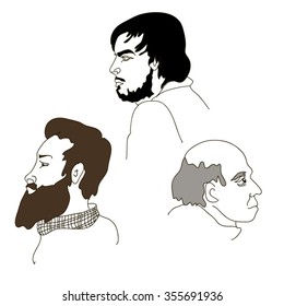 Portraits set hand drawing