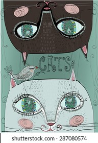 portraits of two cute cats