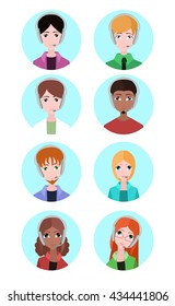 Portraits of various people tech support. Vector element for design your site